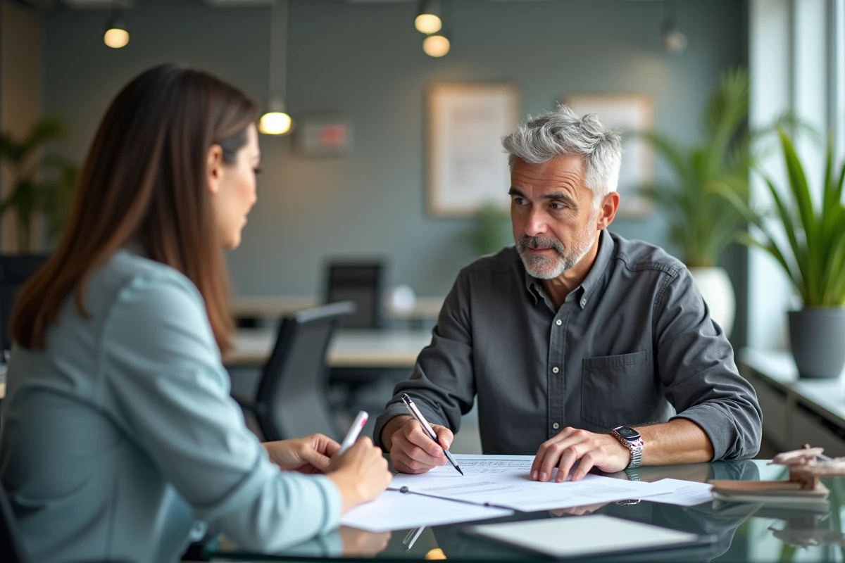 Un cadre en séance de coaching individuel pour planifier son évolution de carrière grâce à la formation