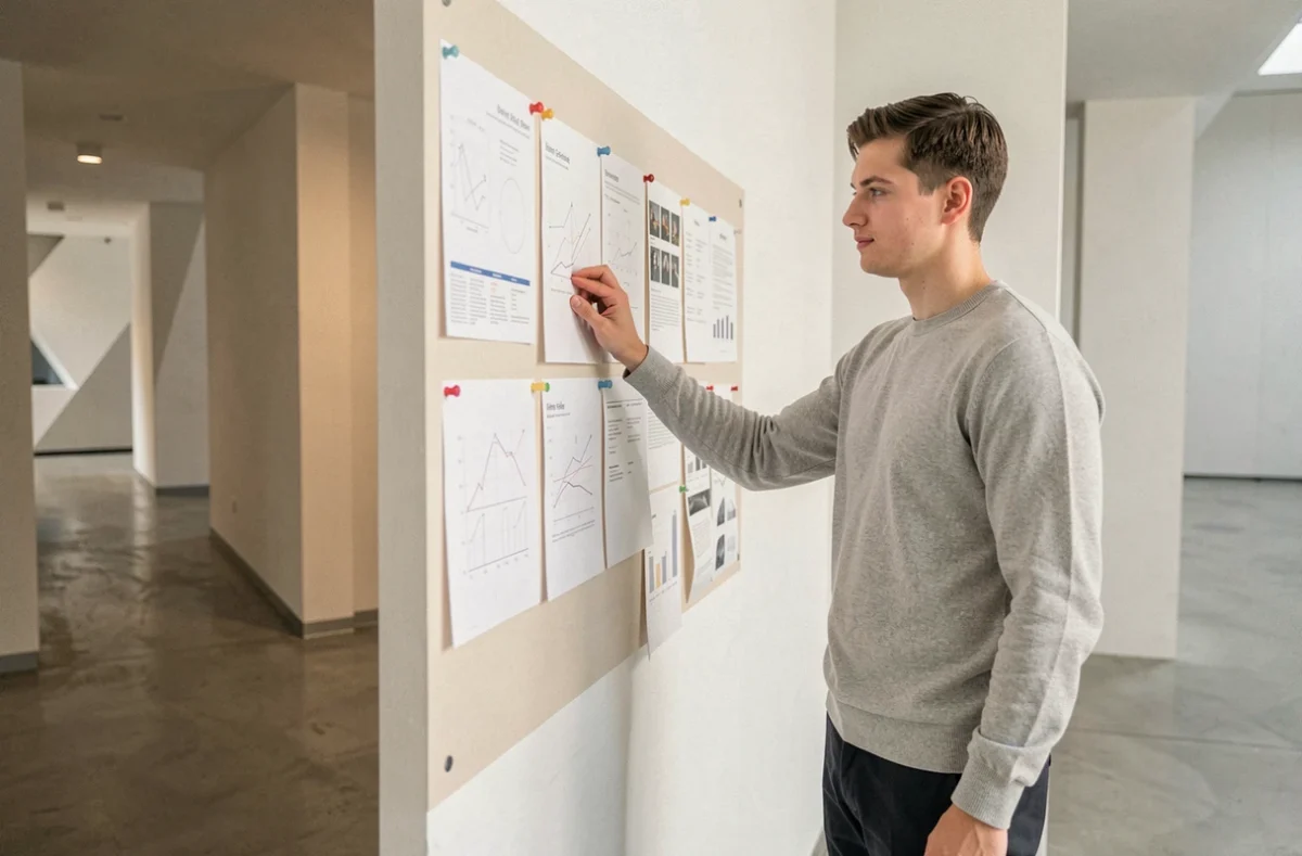 Étudiant présentant son portfolio de design dans un couloir d'école d'art pour intégrer l'ENSAMAA en 2026
