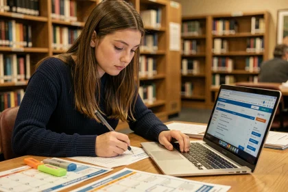 Étudiante consultant le calendrier des épreuves 2026 sur le portail Cyclades pour préparer ses examens